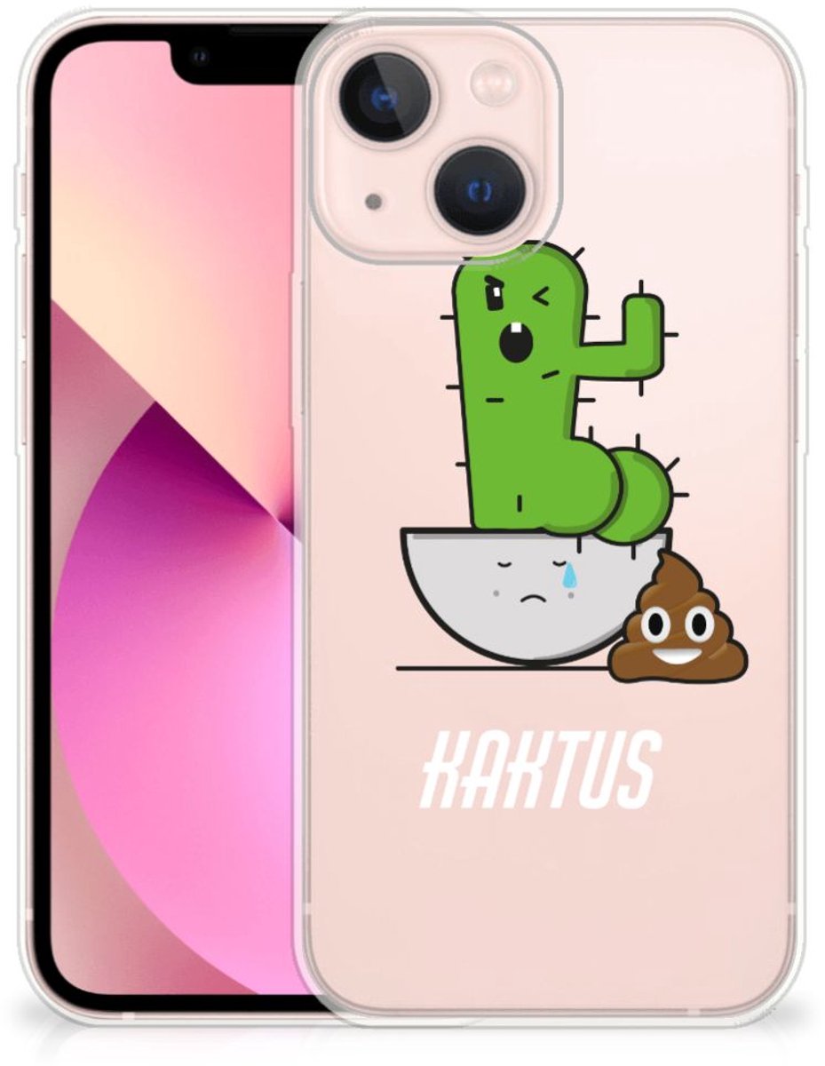 Back Cover voor iPhone 13 mini Telefoonhoesje met Naam Cactus Poo