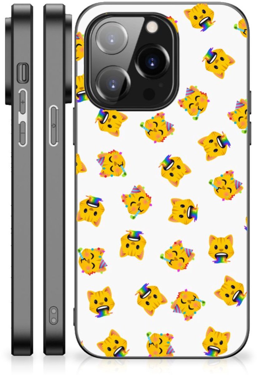 Back Case voor iPhone 14 Pro Katten Emojis