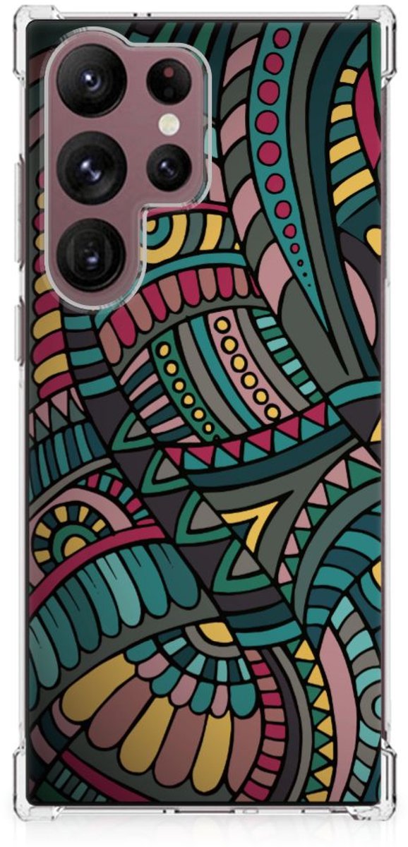 Samsung Galaxy S23 Ultra Doorzichtige Silicone Hoesje Aztec