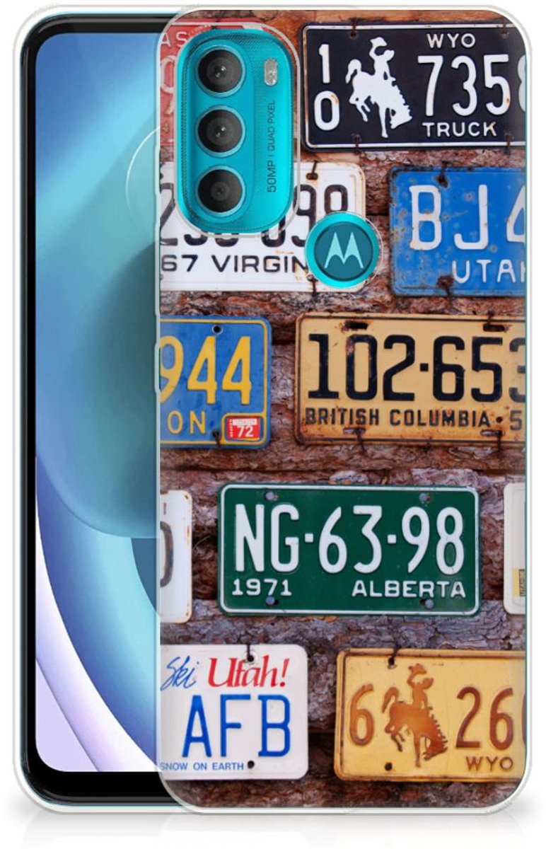 Motorola Moto G71 5G Siliconen Hoesje met foto Kentekenplaten
