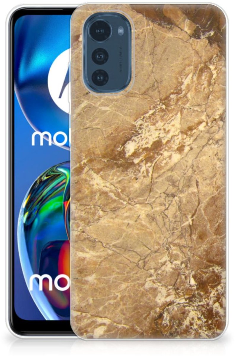 Motorola Moto E32/E32s TPU Siliconen Hoesje Marmer Creme