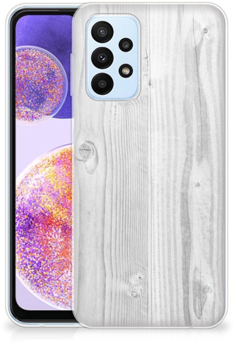 Samsung Galaxy A23 Bumper Hoesje White Wood