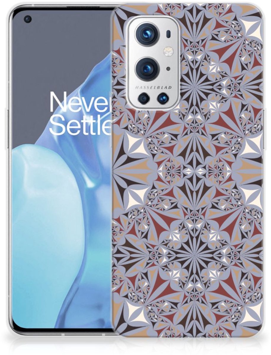 Back Cover voor OnePlus 9 Pro TPU Siliconen Hoesje Flower Tiles