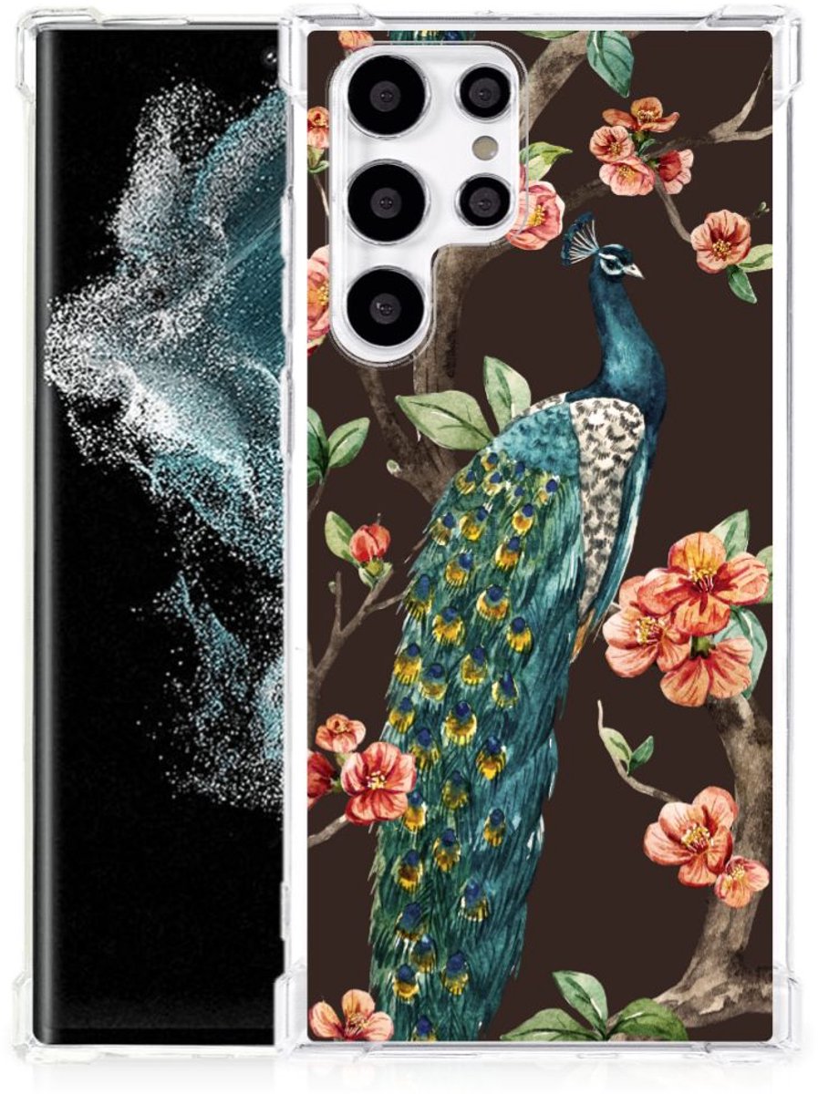 Samsung Galaxy S22 Ultra Case Anti-shock Pauw met Bloemen