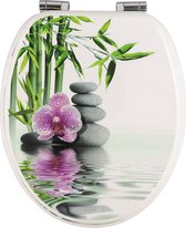 Antibacteriële toiletbril - hygiënisch & elegant - softclose - bloemen & stenen patroon - 43.8x37.8 cm