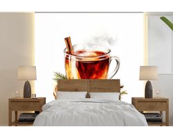 Behang - Fotobehang Thee - Warm - Winter - Sfeer - Breedte 280 cm x hoogte 280 cm