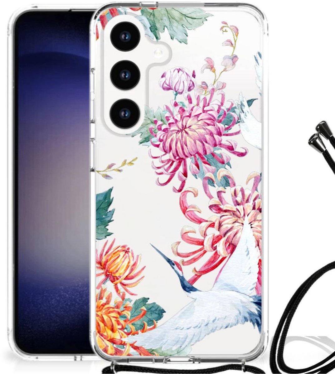 Samsung Galaxy S24 Case Anti-shock Bird Flowers