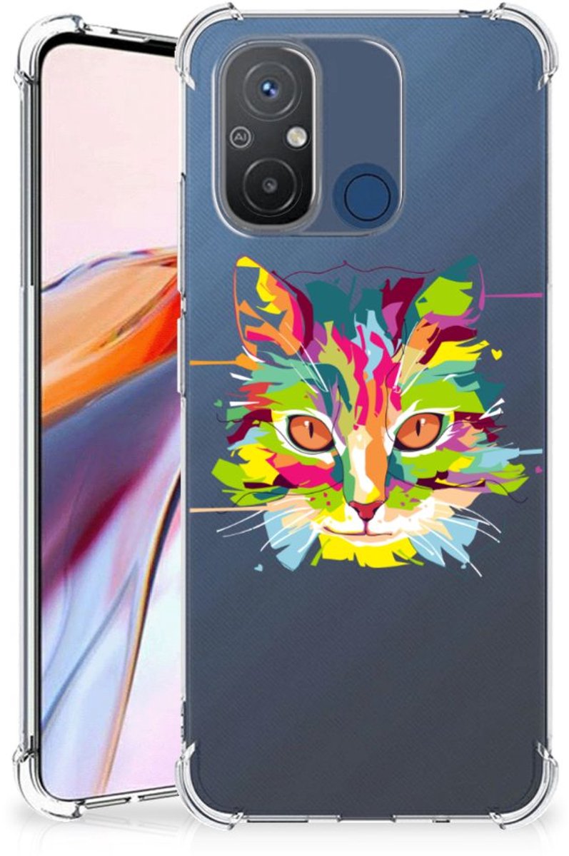 Xiaomi Redmi 12C Stevig Bumper Hoesje Cat Color