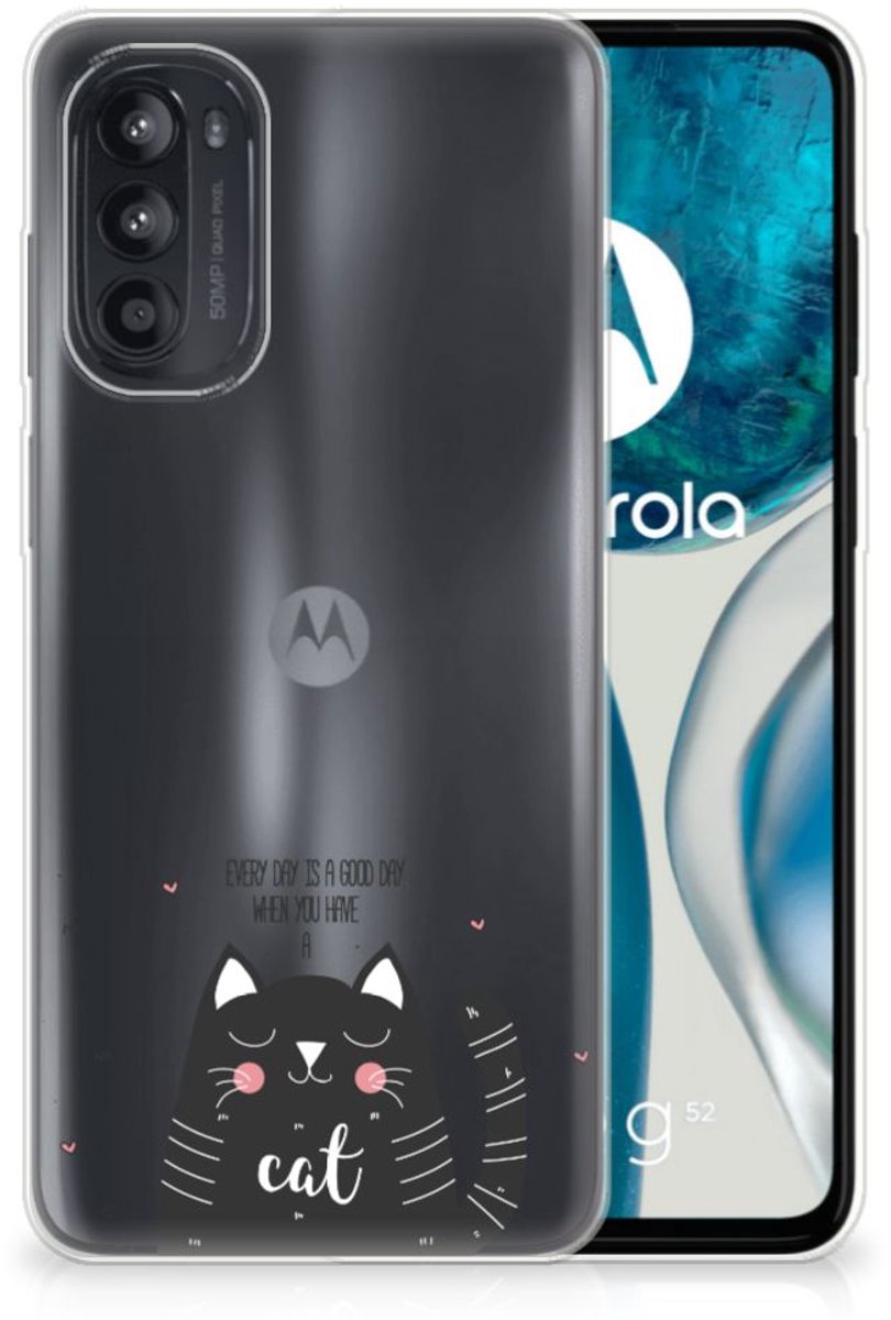 Motorola Moto G52/G82 Telefoonhoesje met Naam Cat Good Day