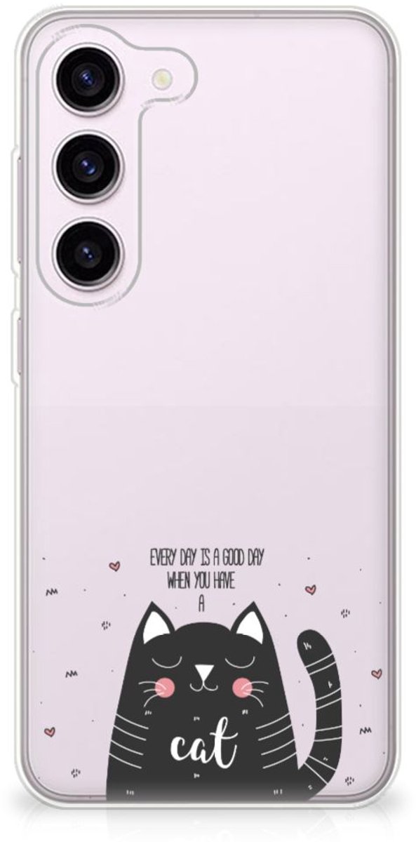 Samsung Galaxy S23 Telefoonhoesje met Naam Cat Good Day
