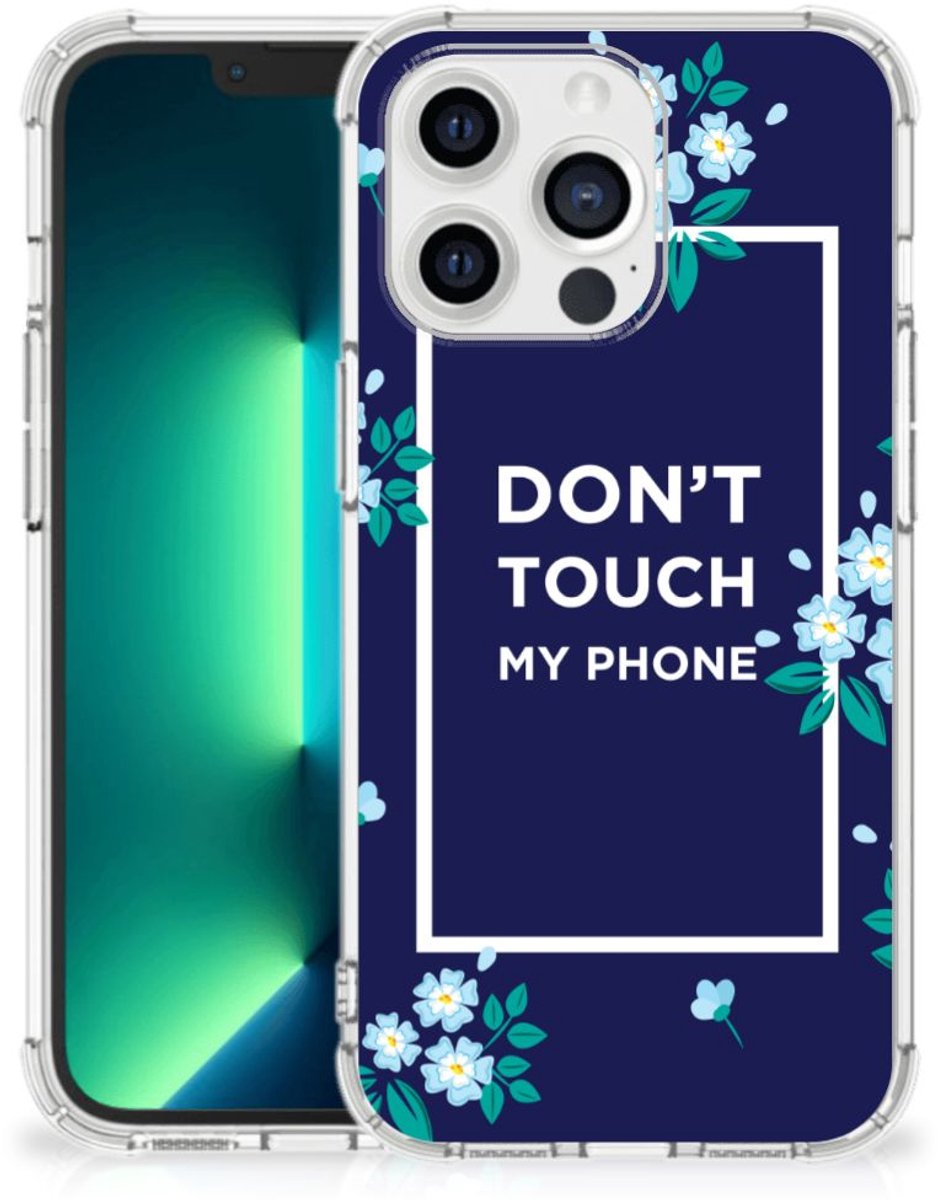 iPhone 13 Pro Max Anti Shock Case Flowers Blue DTMP