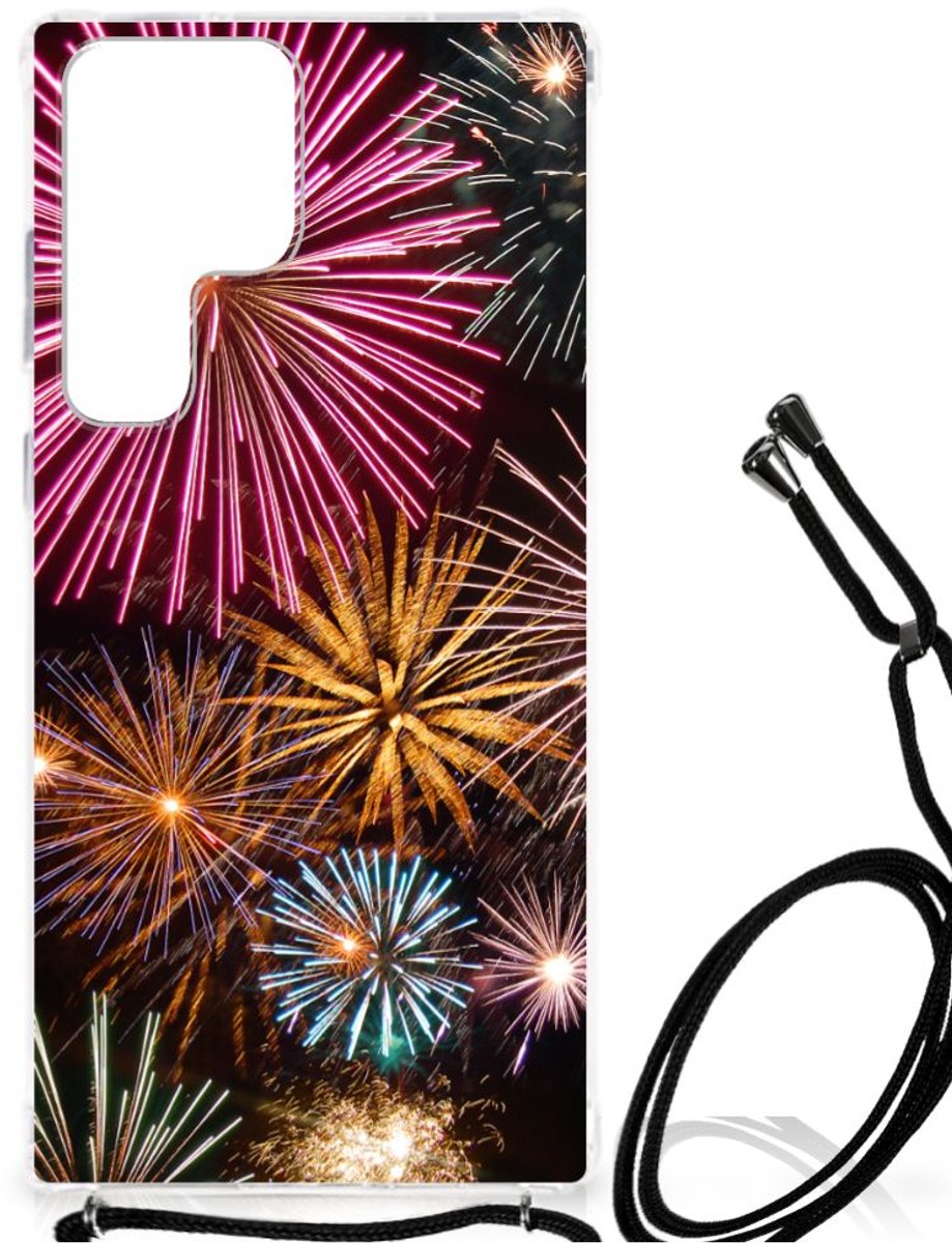 Back Cover voor Samsung Galaxy S23 Ultra Anti Shock Bumper Case Vuurwerk
