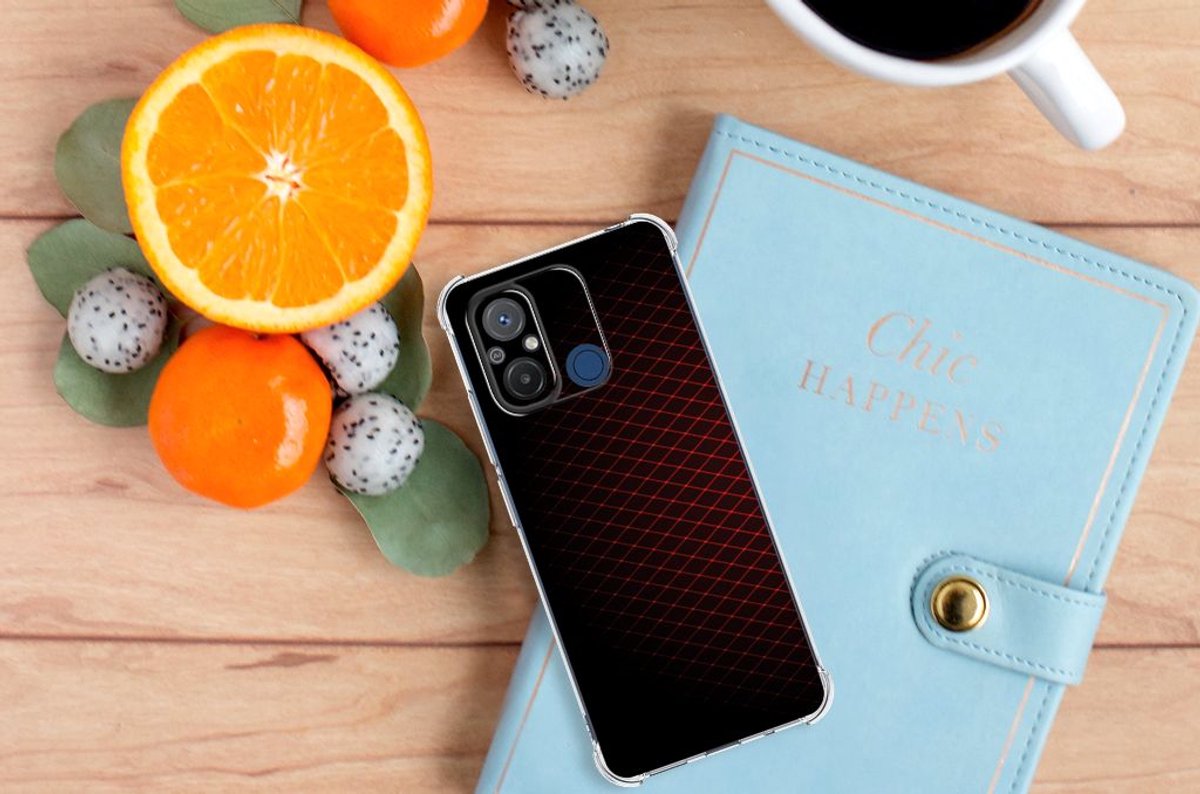 Xiaomi Redmi 12C Doorzichtige Silicone Hoesje Geruit Rood