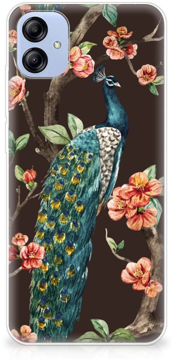 Samsung Galaxy A04e TPU Hoesje Pauw met Bloemen