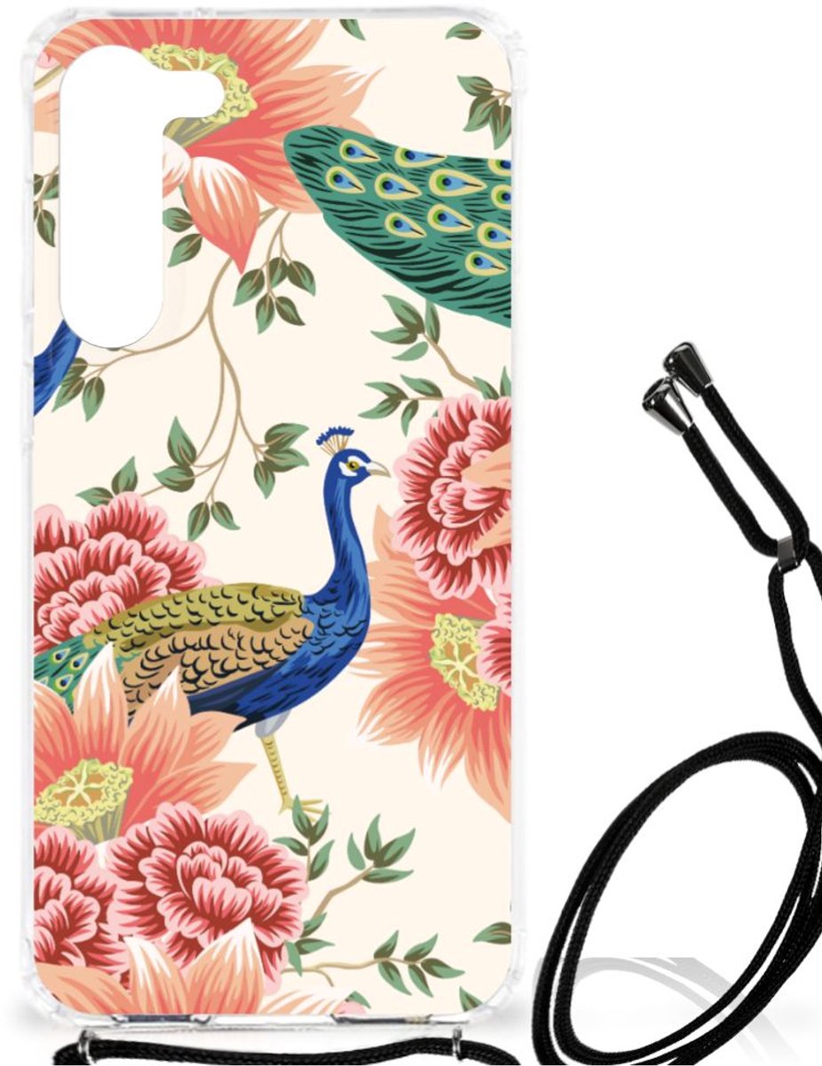 Case Anti-shock voor Samsung Galaxy S23 Plus Pink Peacock