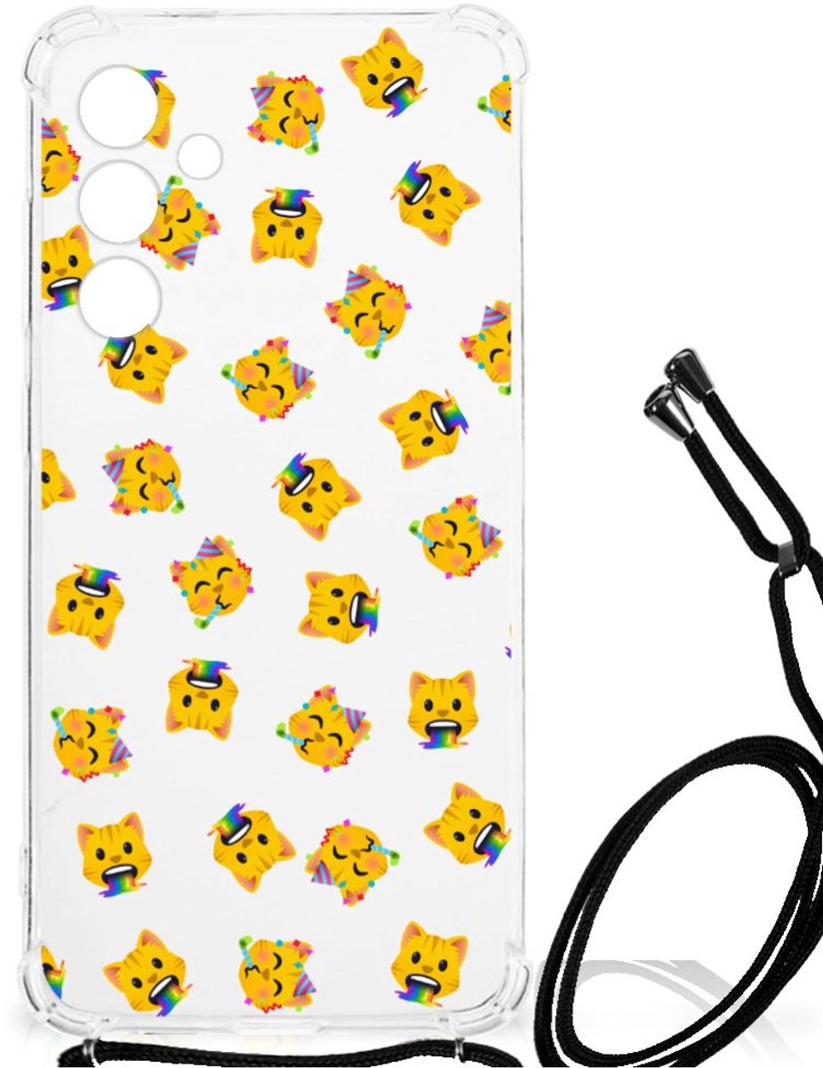 Doorzichtige Silicone Hoesje voor Samsung Galaxy A55 Katten Emojis