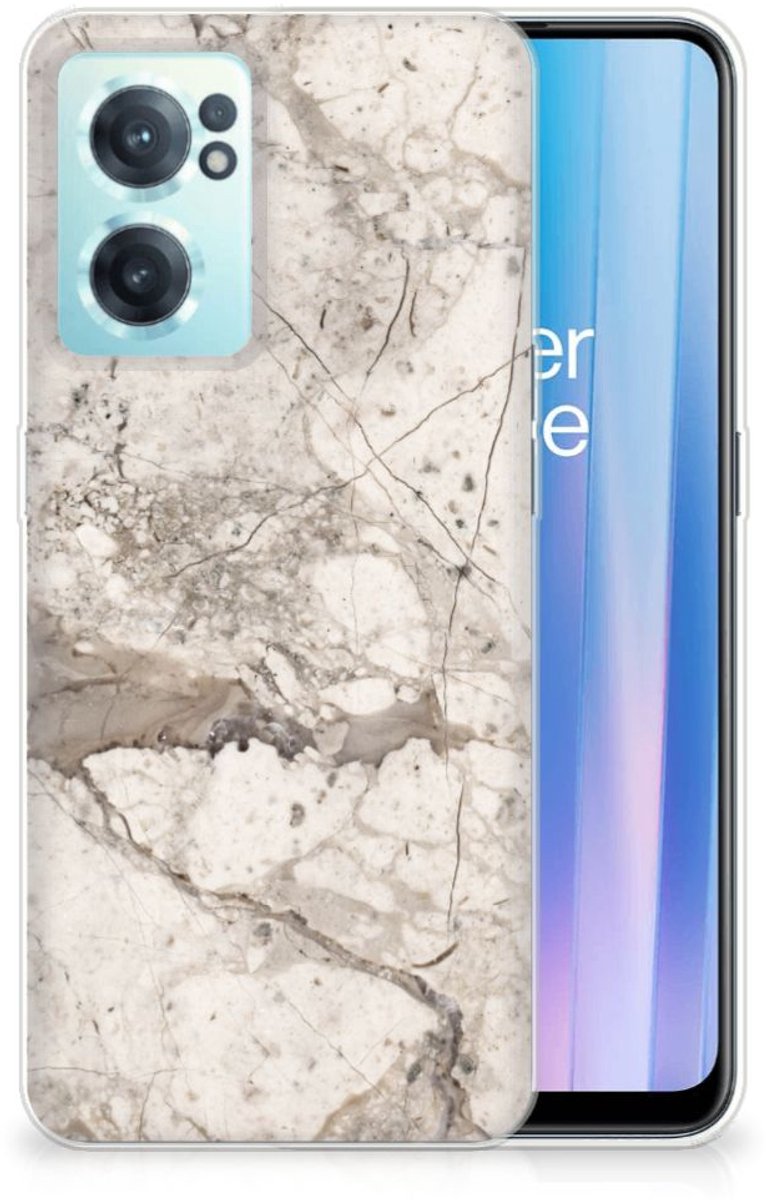 OnePlus Nord CE 2 5G TPU Siliconen Hoesje Marmer Beige