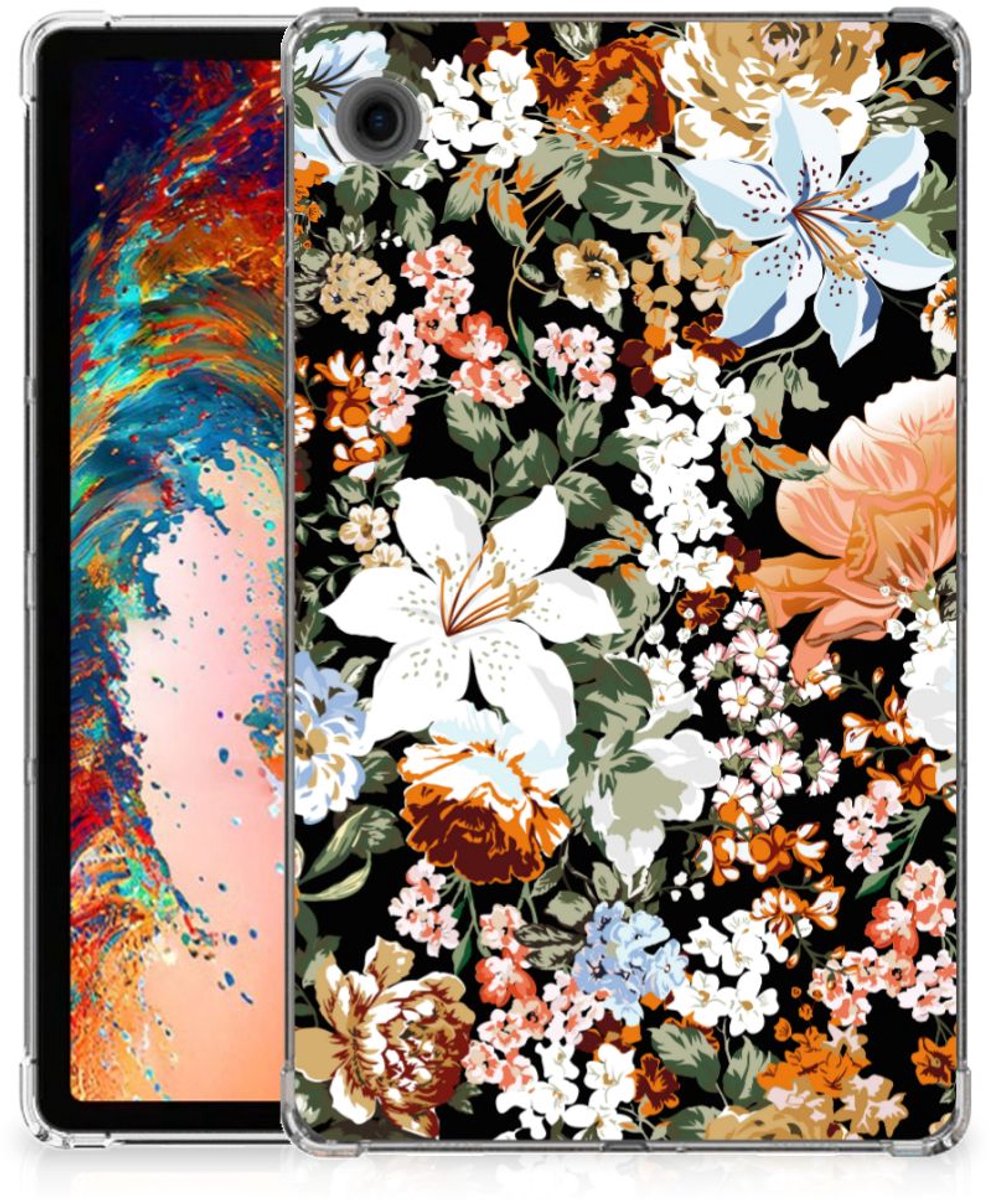 Siliconen Hoesje voor Samsung Galaxy Tab A9 Dark Flowers