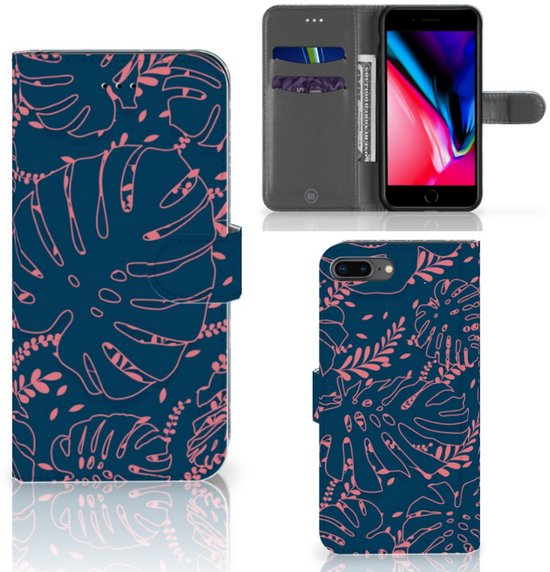 Portefeuille Apple iPhone 7 Plus | 8 Plus Coque Compatible avec Feuilles De Palmier