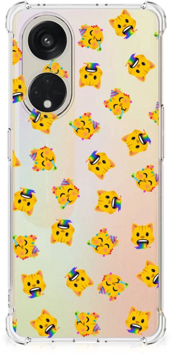 Doorzichtige Silicone Hoesje voor OPPO A98 Katten Emojis