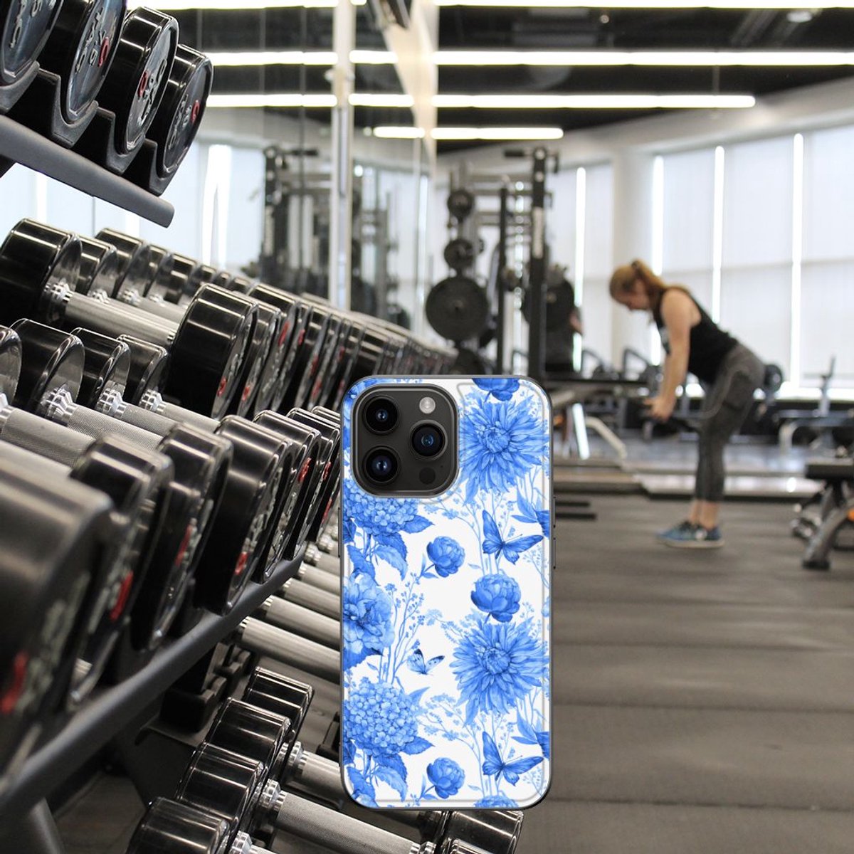 Bloemen Hoesje voor iPhone 15 Pro Max Flowers Blue
