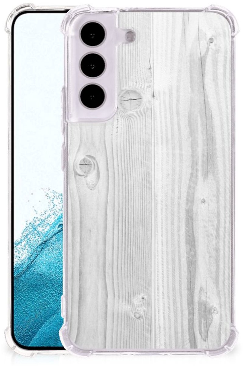 Samsung Galaxy S22 Stevig Telefoonhoesje White Wood