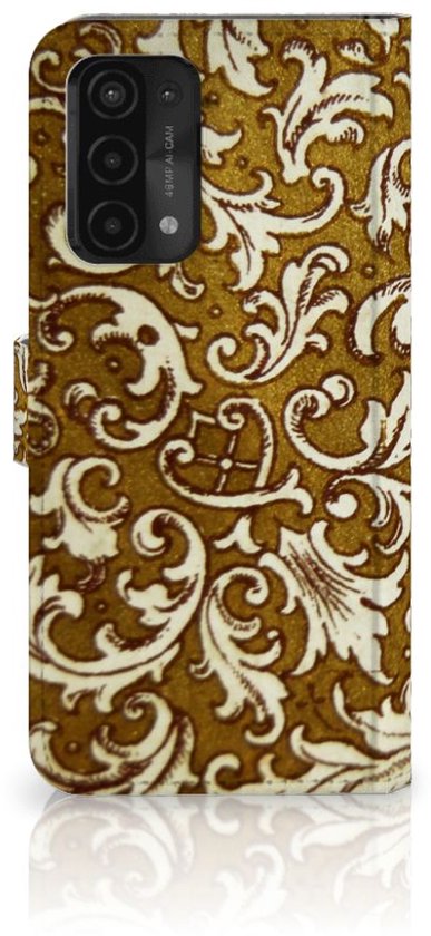 Coque de téléphone OPPO A54 5G | A74 5G | Bookcase A93 5G Or Baroque