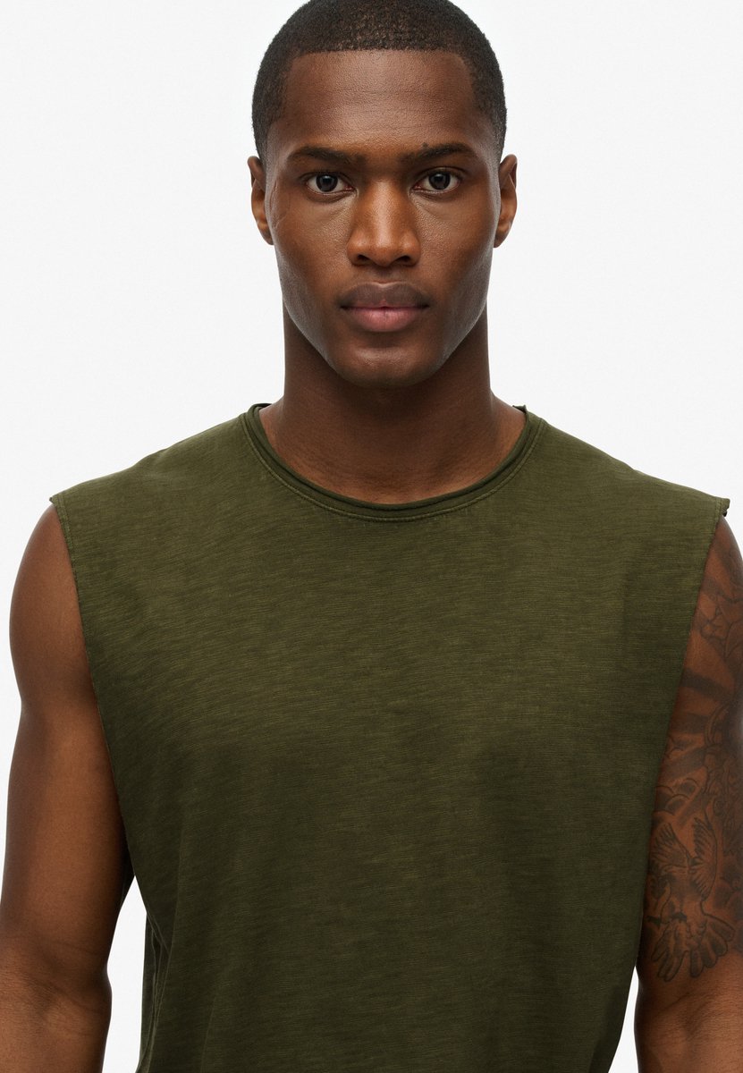 Superdry Raw Edge Slub tanktop Heren Vesten Groen