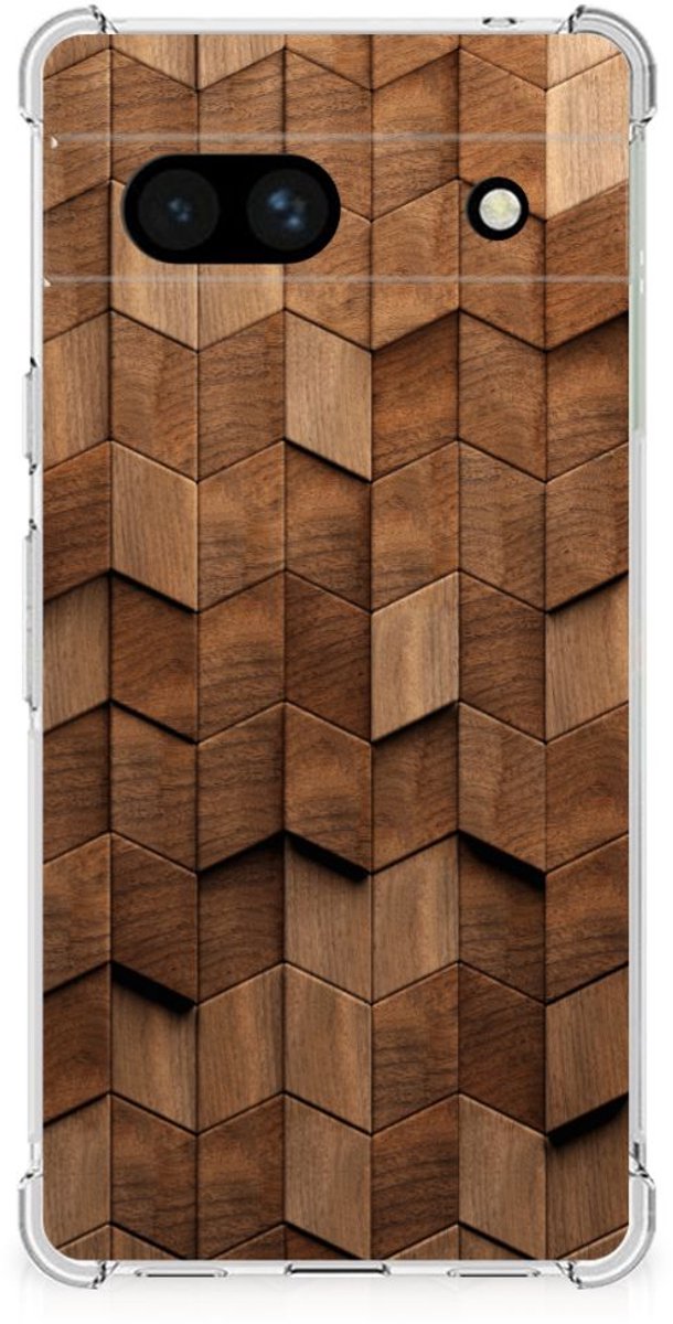 Stevig Telefoonhoesje voor Google Pixel 7A Wooden Cubes