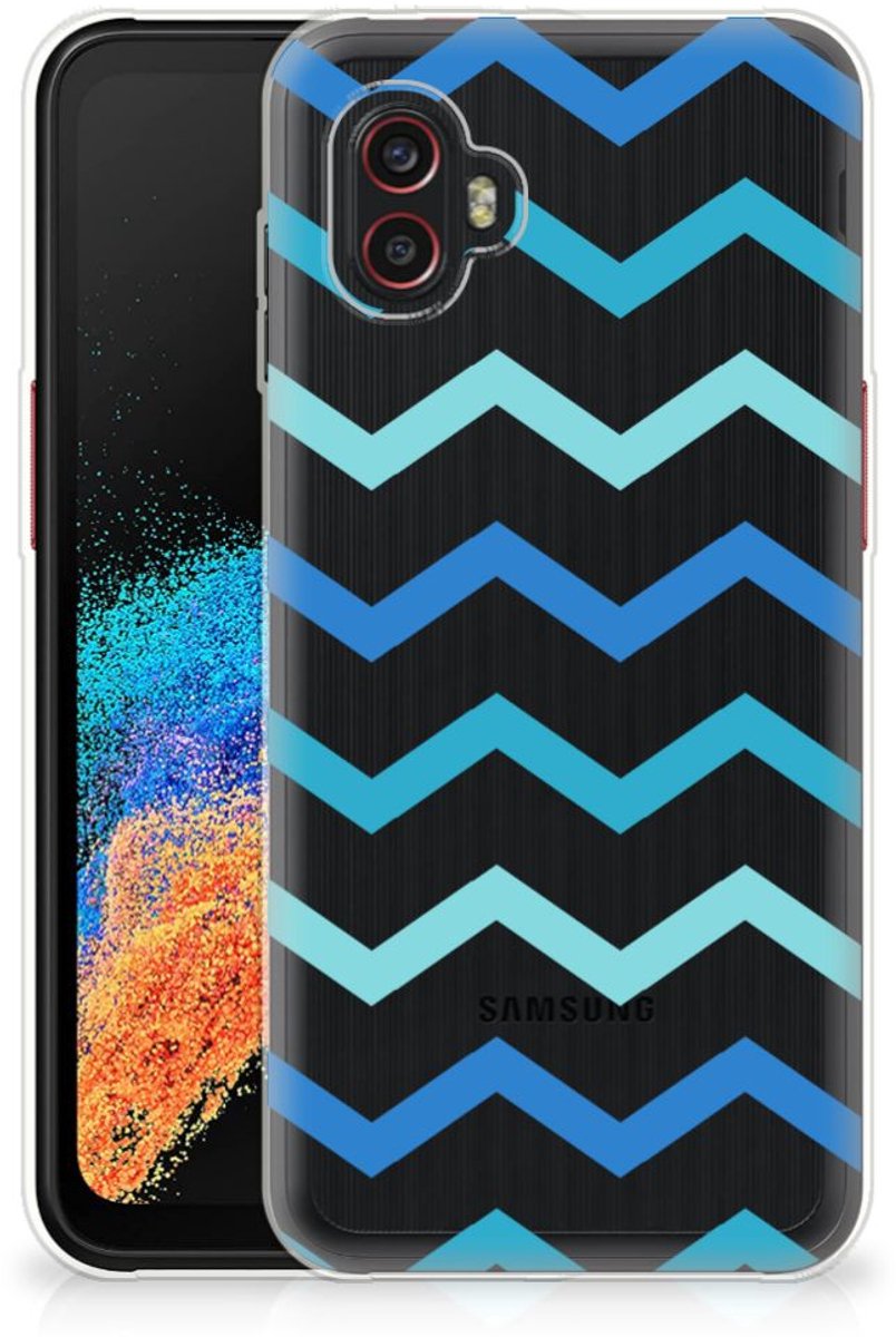 Samsung Galaxy Xcover 6 Pro TPU bumper Zigzag Blauw