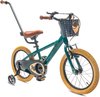 Vélo pour enfants Verdant Bike pour garçons 14 pouces Vert foncé, de 3 à 5 ans, avec roues d'entraînement, barre de poussée, frein à main
