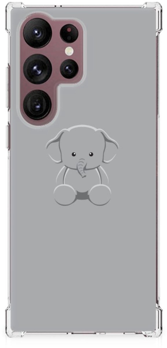 Samsung Galaxy S23 Ultra Stevig Bumper Hoesje Grijs Baby Olifant