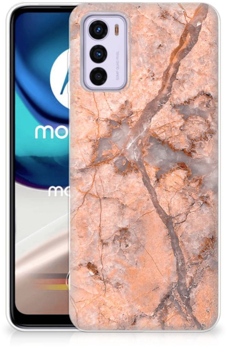 Motorola Moto G42 TPU Siliconen Hoesje Marmer Oranje