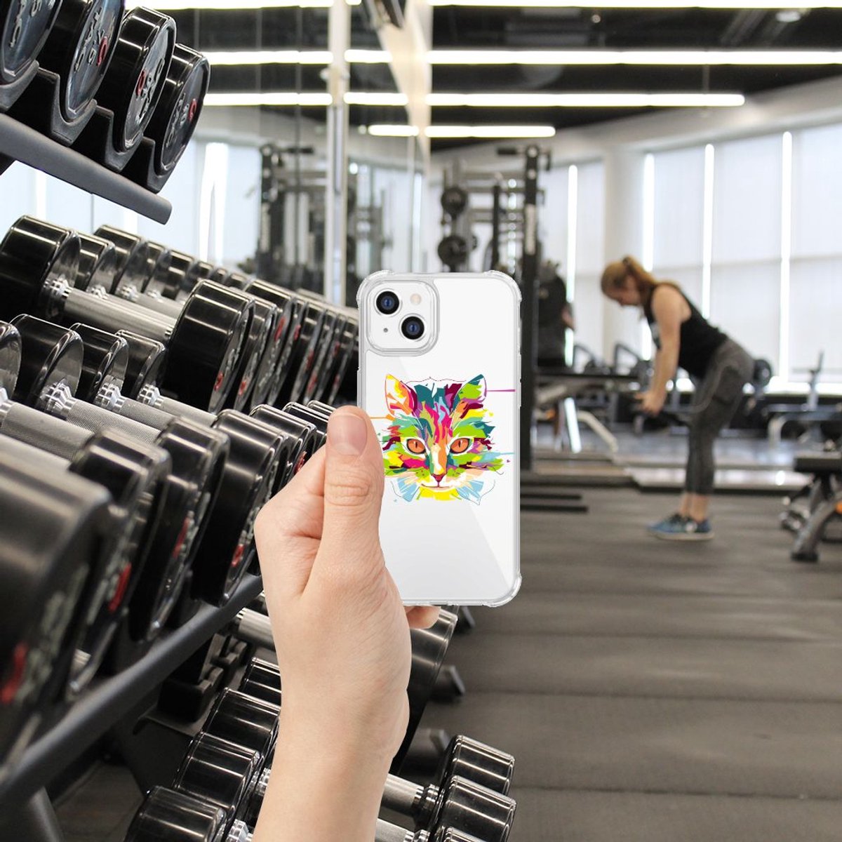 iPhone 14 Stevig Bumper Hoesje Cat Color