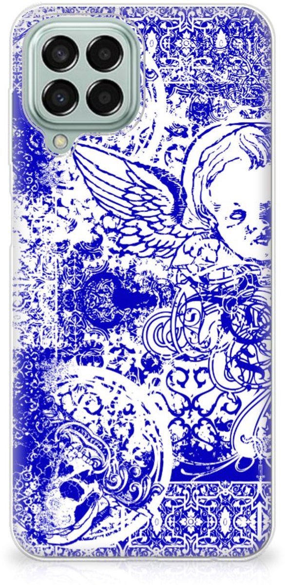 Silicone Back Case Samsung Galaxy M33 Angel Skull Blauw