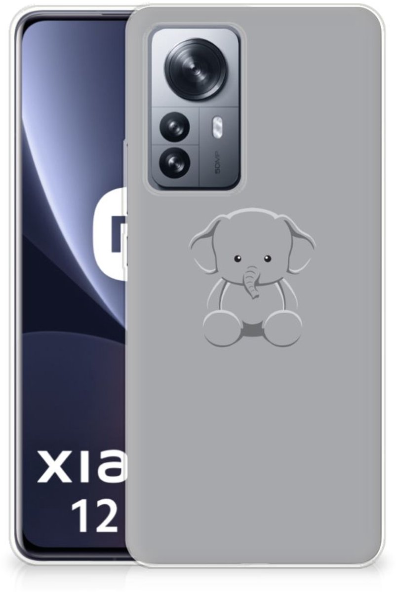 Xiaomi 12 Pro Telefoonhoesje met Naam Grijs Baby Olifant