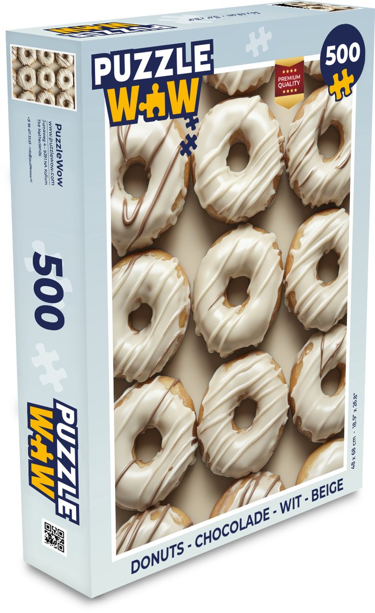 Puzzel Donuts - Chocolade - Wit - Beige - Legpuzzel - Puzzel 500 stukjes