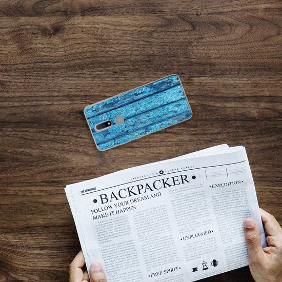 Coque Téléphone pour Nokia 2.4 Housse Coque Bois Bleu