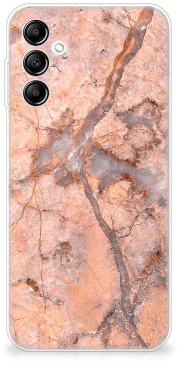 Samsung Galaxy A14 5G TPU Siliconen Hoesje Marmer Oranje
