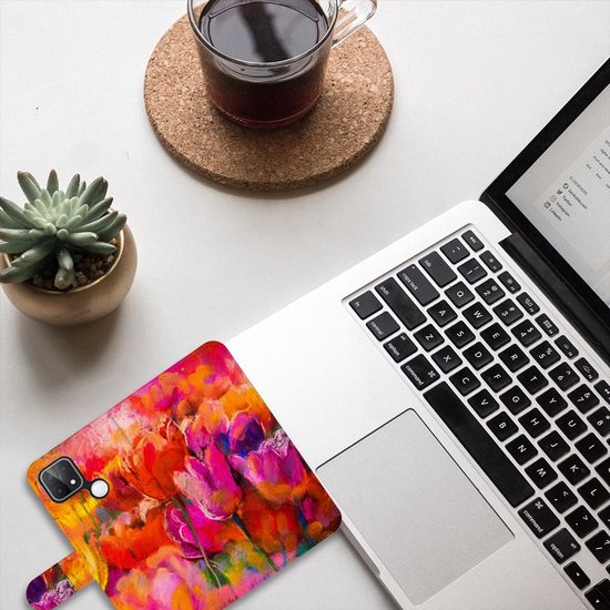 Coque pour téléphone portable OPPO A15 Cover avec texte Tulipes