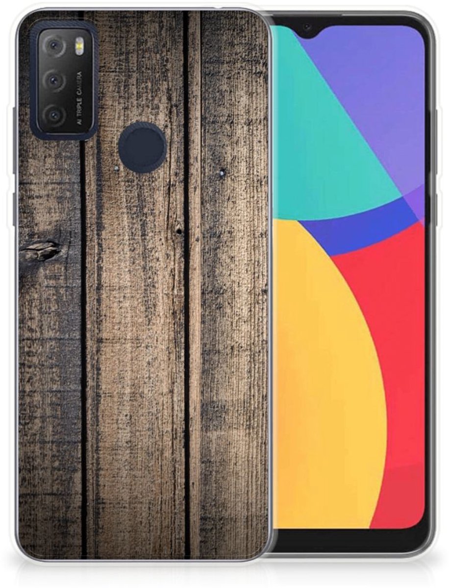 Alcatel 1S (2021) Bumper Hoesje Steigerhout