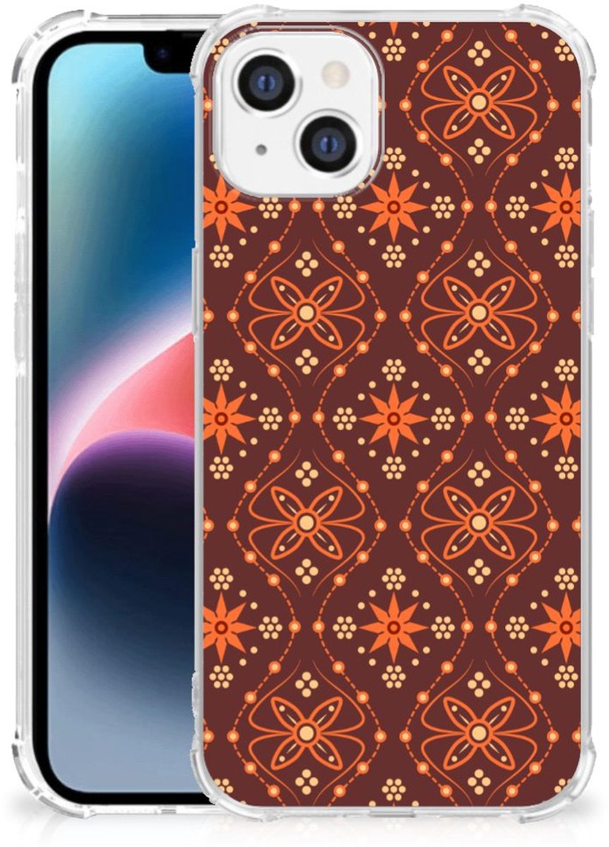 Apple iPhone 14 Plus Doorzichtige Silicone Hoesje Batik Brown
