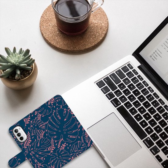 Portefeuille Motorola Moto G52 | Moto G82 Coque Compatible avec Feuilles De Palmier