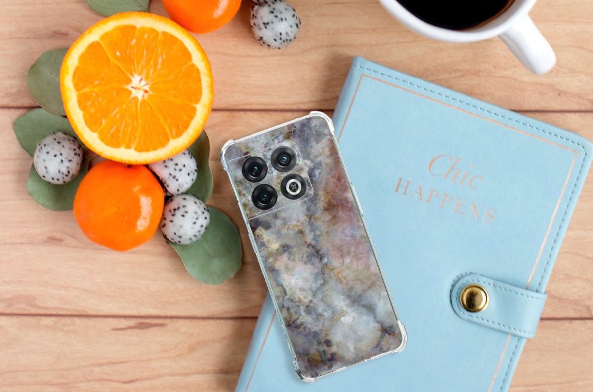 OnePlus 10 Pro Anti-Shock Hoesje Marmer Grijs