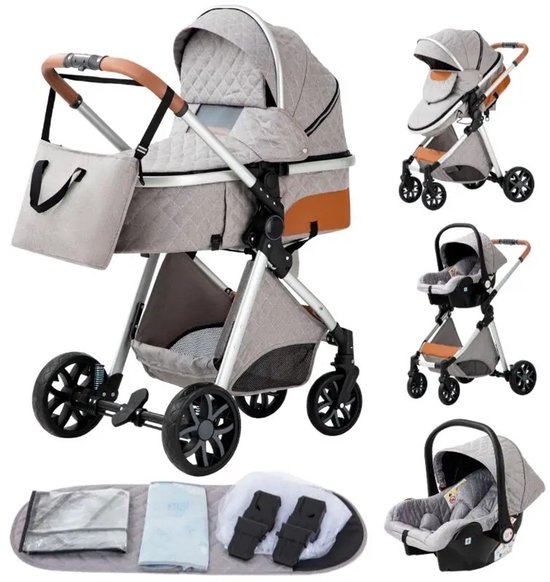 Kinderwagen 3 In 1 Lichtgrijs Plooibuggy - Kinderwagen - €219,95