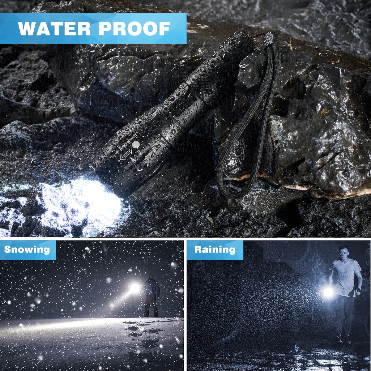 Militaire Zaklamp LED Oplaadbaar - Inclusief Batterij en Oplader – Waterbestendige Zaklantaarn van YONO — cadeau in Sport & Outdoor - foto 2