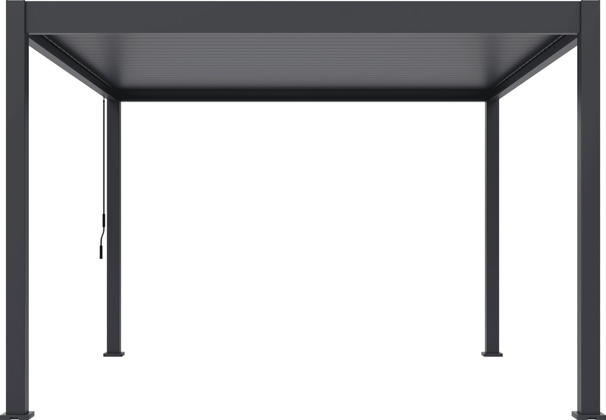 Orion terrasoverkapping - 360x400 cm - Antraciet - Luxe / Vrijstaande / Aluminium lamellen overkapping - Tuinprieel / Carport / Veranda / Pergola