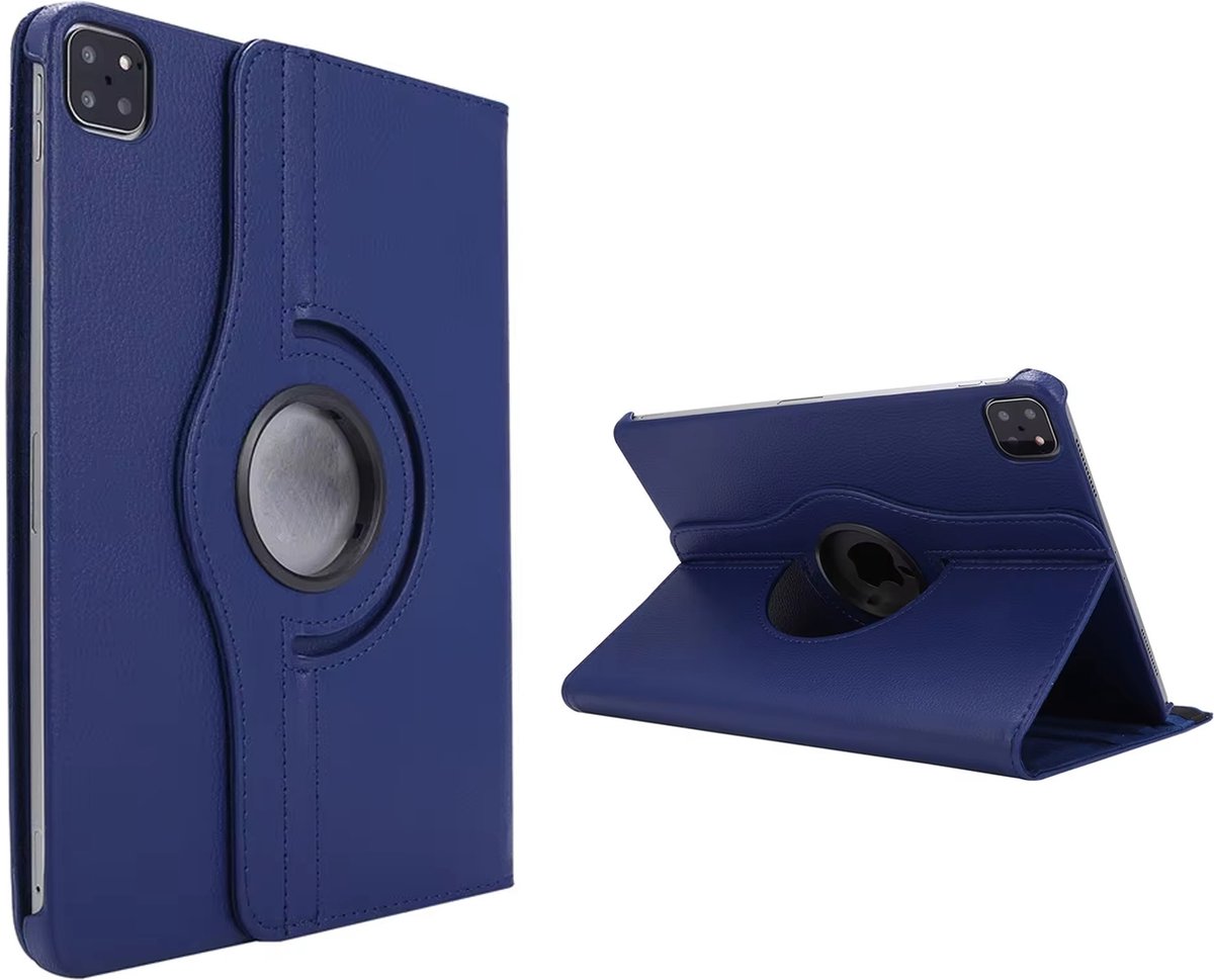 Book Case Hoes Geschikt voor iPad Air 6 11 inch 2024 - Luxe PU Leer Hoesje Book Case 11 inch - 360 Rotatie Met Tablet Stand Hoesje - Blauw