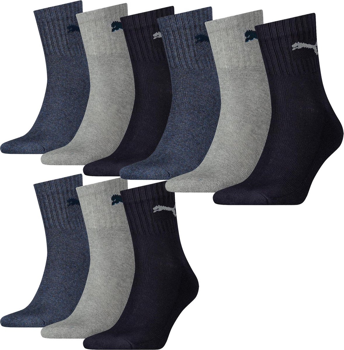 MULTIPACK-SOKKEN 9 paar Puma-sokken Korte Crew Sportsokken Tennissokken 49 unisex Marineblauw