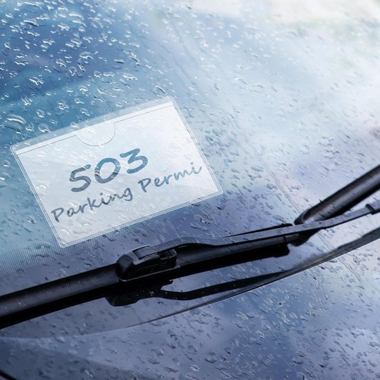 5 Stuks Transparant Auto Parkeerkaarthouder Clip Auto Voorruit Tickets Houder met Kleefband Vergunning Werk Pass Clips